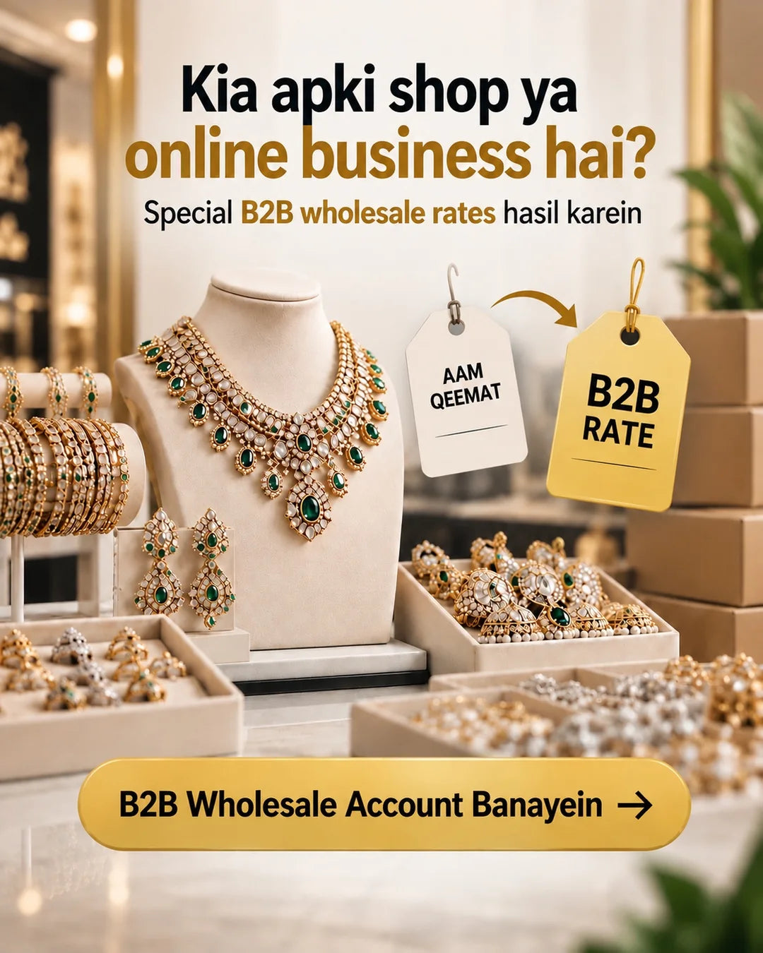 TJ Wholesale B2B account for jewellery shop owners and online businesses - Roman Urdu