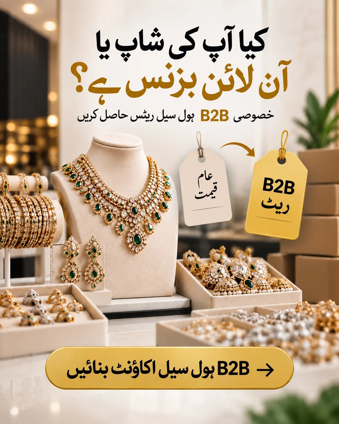 TJ Wholesale B2B account for jewellery shop owners and online businesses - Urdu