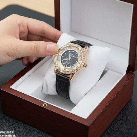 WHL00351 ZWA Round Rhinestone Dial Women's Watch - WHL