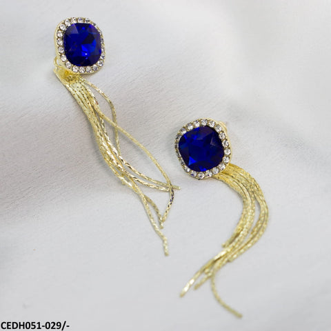 CEDH051 YQG Cushion drop Pair Earrings - CEDH