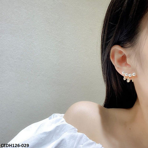 CEDH126 DDJ Round Stone Drop Earrings Pair - CEDH