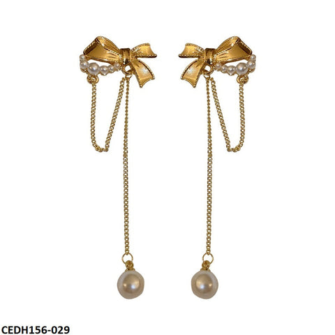 CEDH156 JMN Knot Pearl Drop Earings Pair - CEDH