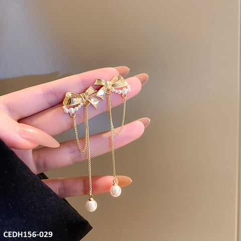 CEDH156 JMN Knot Pearl Drop Earings Pair - CEDH