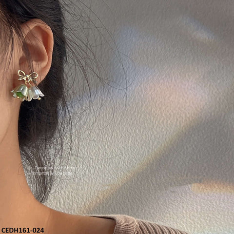 CEDH161 SYB Bow With Rose Earrings Pair - CEDH
