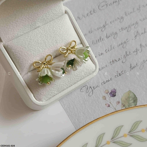 CEDH161 SYB Bow With Rose Earrings Pair - CEDH