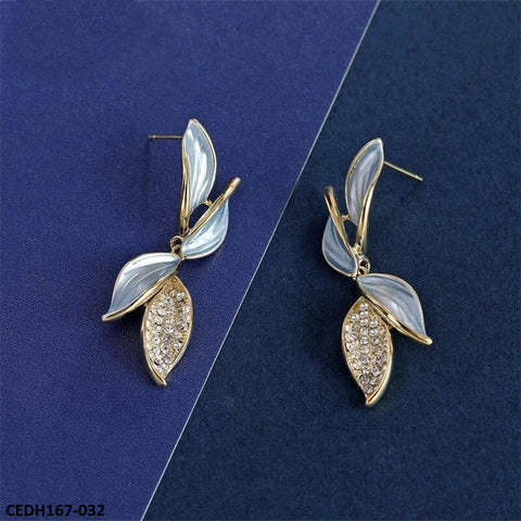 CEDH167 SYB Paint Leaf's Drop Earrings Pair - CEDH