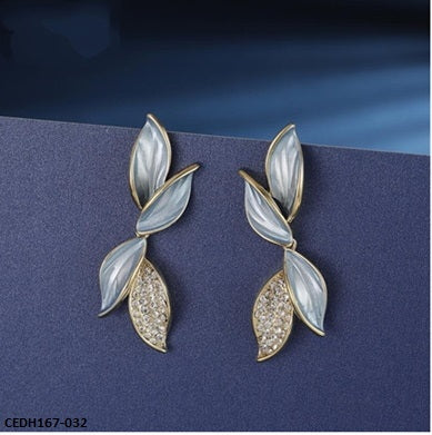 CEDH167 SYB Paint Leaf's Drop Earrings Pair - CEDH