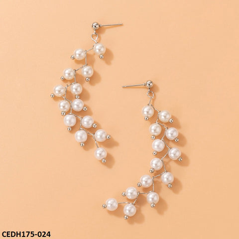 CEDH175 YYE Zigzag Pearl Drop Earrings Pair - CEDH