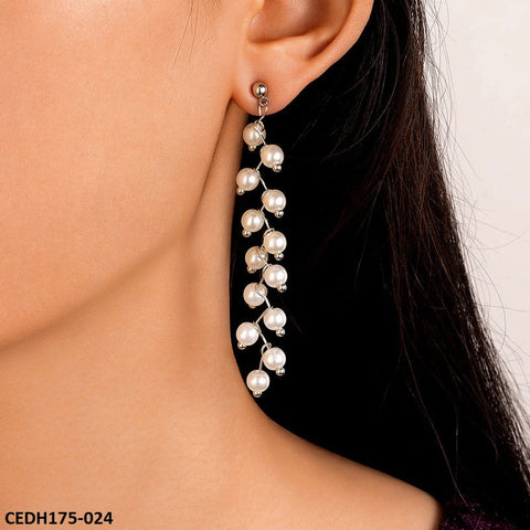 CEDH175 YYE Zigzag Pearl Drop Earrings Pair - CEDH