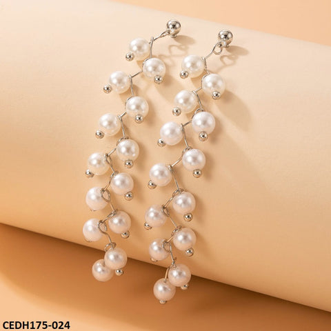 CEDH175 YYE Zigzag Pearl Drop Earrings Pair - CEDH