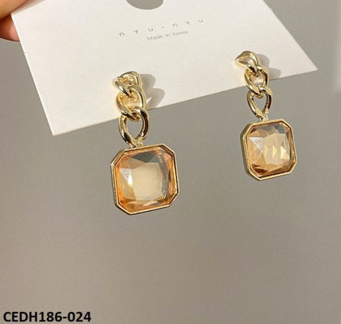 CEDH186 YQG Square Chain Drop Earrings - CEDH
