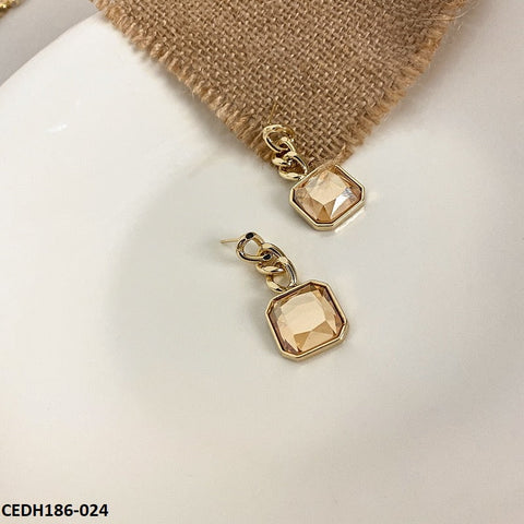 CEDH186 YQG Square Chain Drop Earrings - CEDH