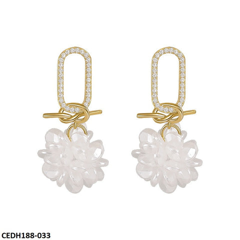 CEDH188 YQG White Flower Drop Earrings - CEDH