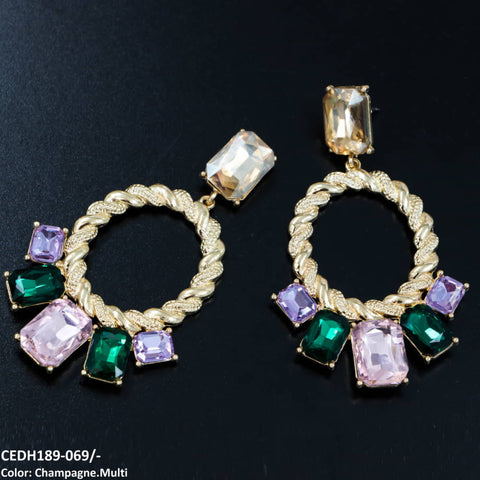 CEDH189 LYB Rectangle Tear Drop Earrings - CEDH