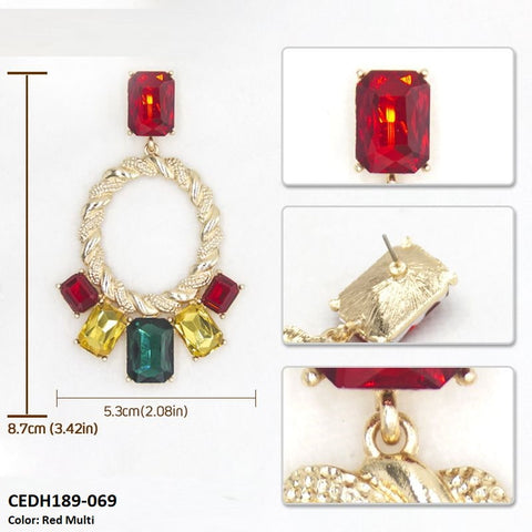 CEDH189 LYB Rectangle Tear Drop Earrings - CEDH