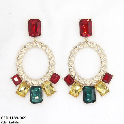 CEDH189 LYB Rectangle Tear Drop Earrings - CEDH