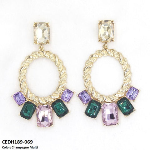 CEDH189 LYB Rectangle Tear Drop Earrings - CEDH