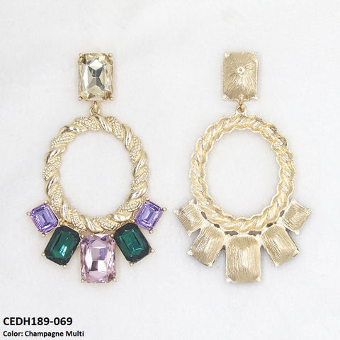 CEDH189 LYB Rectangle Tear Drop Earrings - CEDH