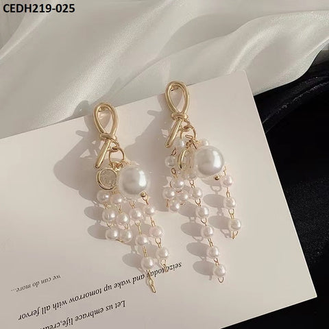 CEDH219 BTO Knot Pearl Drop Earrings Pair - CEDH