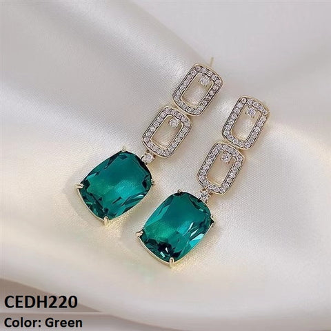 CEDH220 BTO Sterling Square  Drop Earrings Pair - CEDH