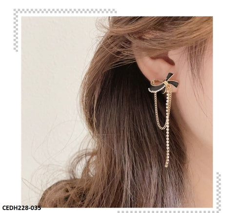 CEDH228 SYB Black Knot Curb Drop Earrings Pair - CEDH