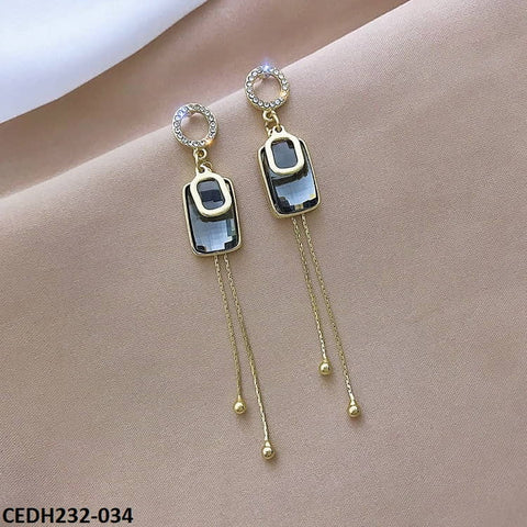 CEDH232 SYB Round Triangle Drop Earrings Pair - CEDH