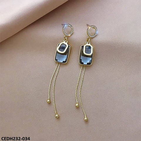 CEDH232 SYB Round Triangle Drop Earrings Pair - CEDH