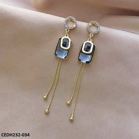 CEDH232 SYB Round Triangle Drop Earrings Pair - CEDH