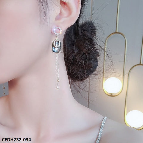 CEDH232 SYB Round Triangle Drop Earrings Pair - CEDH