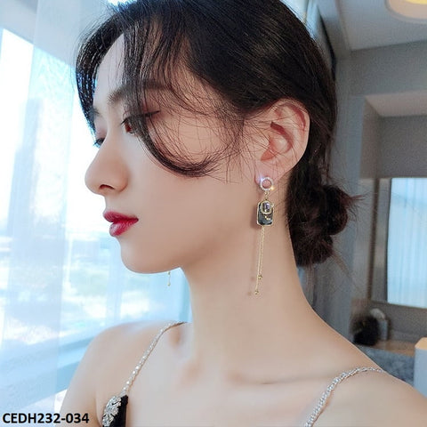 CEDH232 SYB Round Triangle Drop Earrings Pair - CEDH