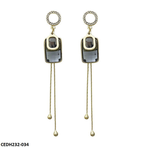 CEDH232 SYB Round Triangle Drop Earrings Pair - CEDH