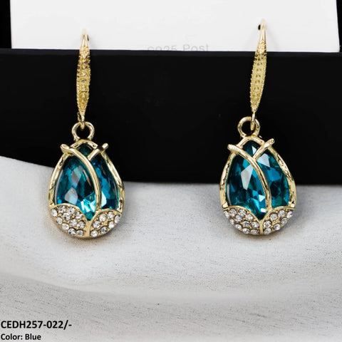 CEDH257 ZHL Tear Leaf Drop Earrings Pair - CEDH