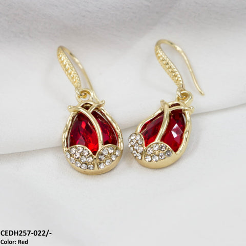 CEDH257 ZHL Tear Leaf Drop Earrings Pair - CEDH