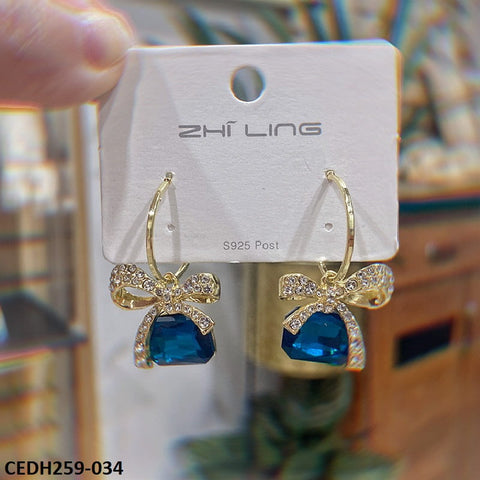 CEDH259 ZHL Dazy Bow shape Drop Earrings Pair - CEDH
