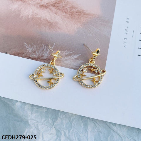 CEDH279 YYZ Star Planet Drop Earrings Pair - CEDH