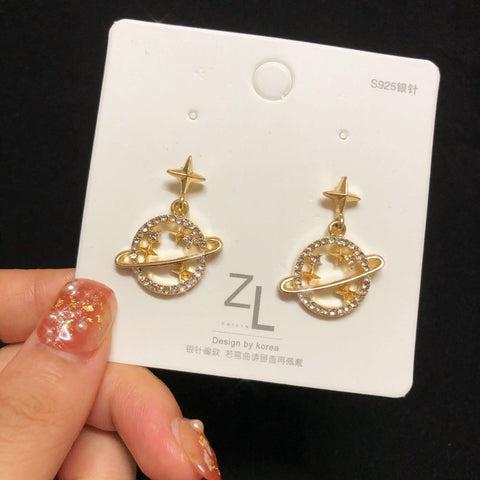 CEDH279 YYZ Star Planet Drop Earrings Pair - CEDH