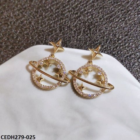 CEDH279 YYZ Star Planet Drop Earrings Pair - CEDH