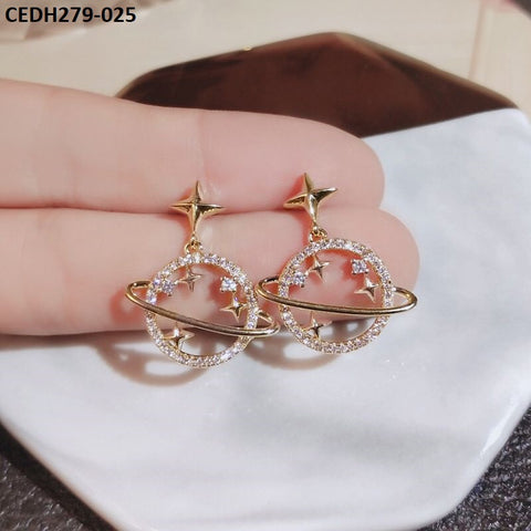 CEDH279 YYZ Star Planet Drop Earrings Pair - CEDH