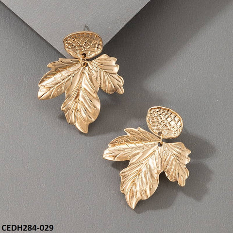 CEDH284 YYE Leaf Teardrop Earrings Pair - CEDH