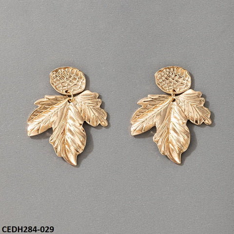 CEDH284 YYE Leaf Teardrop Earrings Pair - CEDH