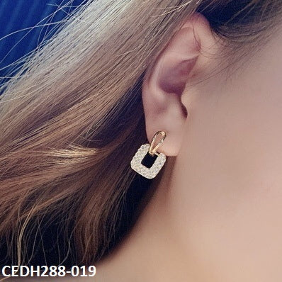 CEDH288 XST Tear Square Drop Earrings Pair - CEDH