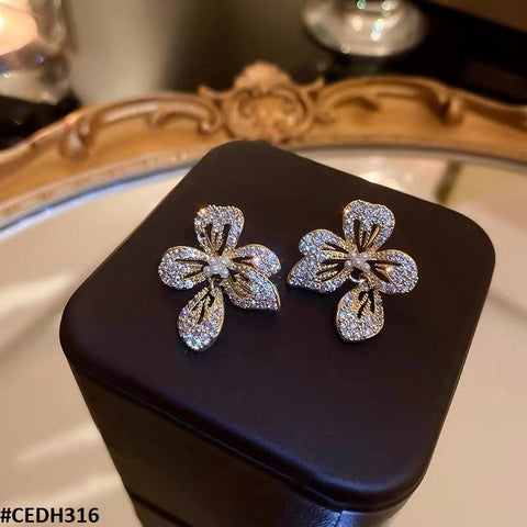 CEDH316 ZHL Flower Teardrop Earrings Pair - CEDH