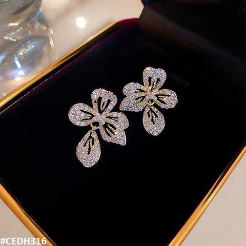 CEDH316 ZHL Flower Teardrop Earrings Pair - CEDH
