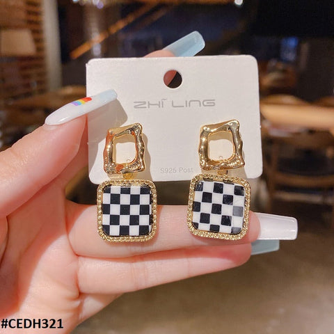 CEDH321 ZHL Cushion Step Ear Drops Earrings Pair - CEDH