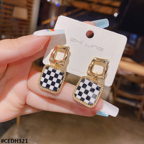 CEDH321 ZHL Cushion Step Ear Drops Earrings Pair - CEDH