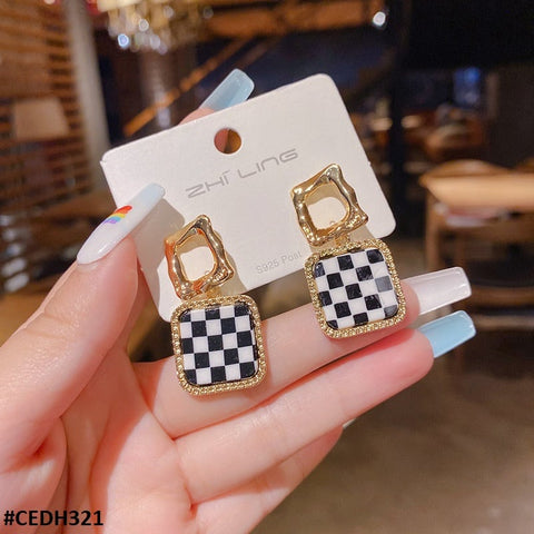 CEDH321 ZHL Cushion Step Ear Drops Earrings Pair - CEDH