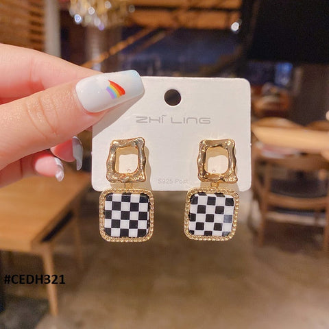 CEDH321 ZHL Cushion Step Ear Drops Earrings Pair - CEDH