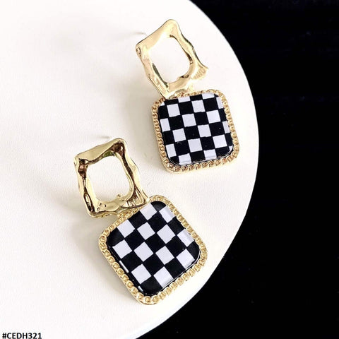 CEDH321 ZHL Cushion Step Ear Drops Earrings Pair - CEDH