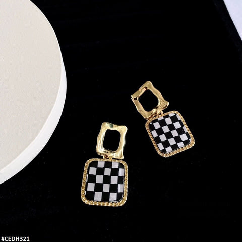 CEDH321 ZHL Cushion Step Ear Drops Earrings Pair - CEDH