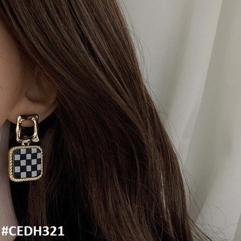 CEDH321 ZHL Cushion Step Ear Drops Earrings Pair - CEDH